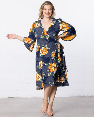Gemini Wrap Dress in Amber Blossom Print