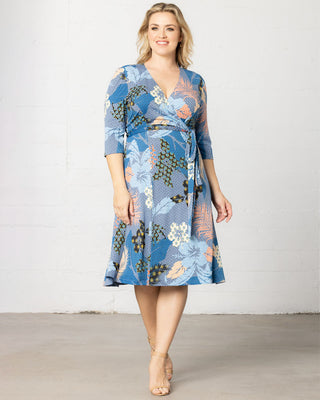 Essential Wrap Dress  in Blue Botanicals