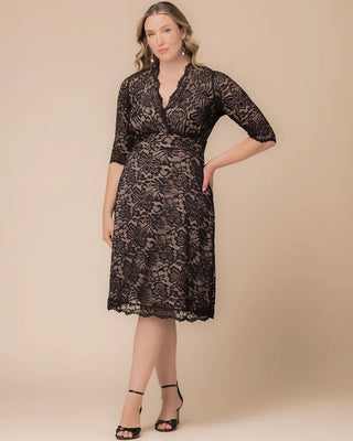 Mademoiselle Lace Cocktail Dress in Black and Nude