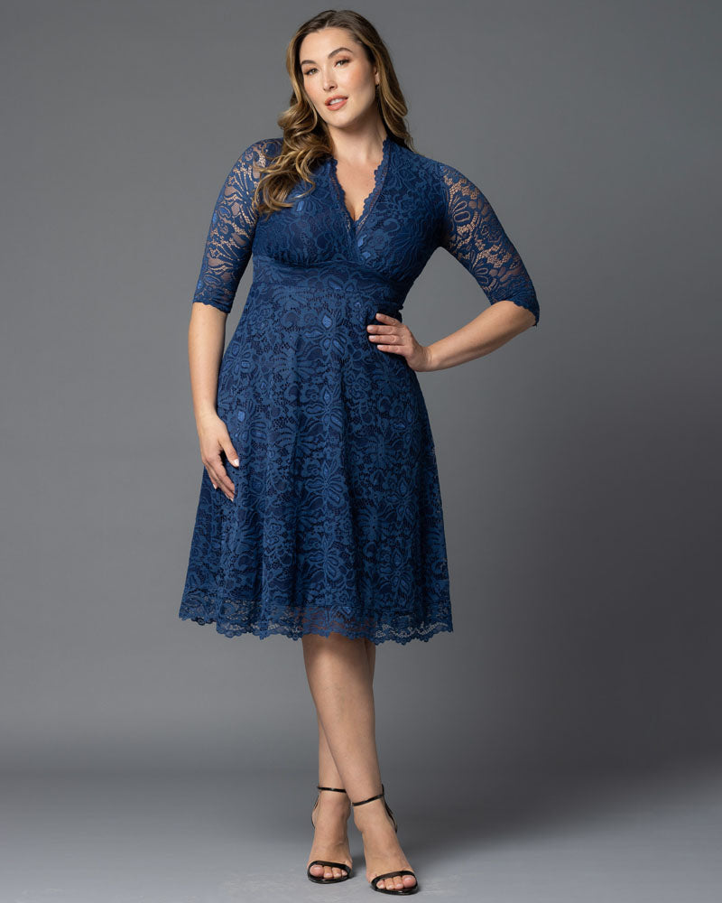 kiyonna plus size cocktail dresses Pretty Petals Mesh Dress length A Kiyonna Plus Size Lavish Lace
