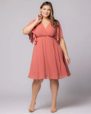 Florence Flutter Sleeve Dress in Peachy Keen