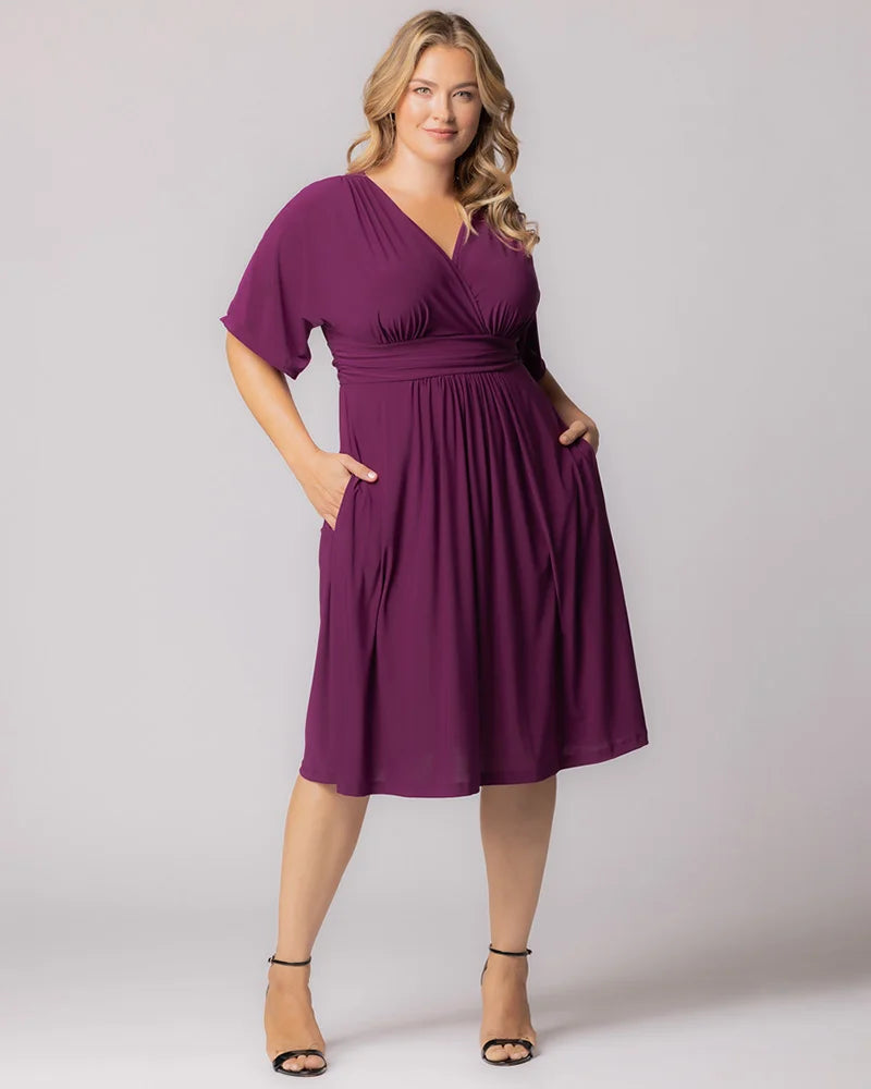 Kiyonna Women's Plus Size Gia A-Line Midi Dress with Pockets