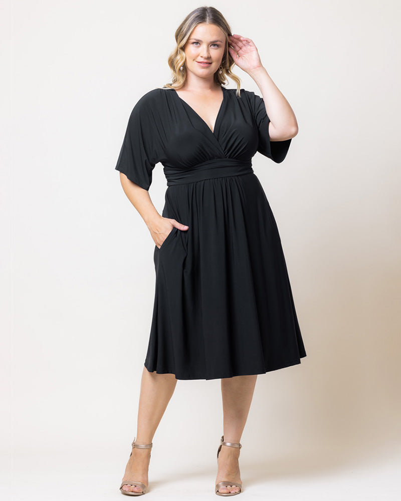 Kiyonna Women's Plus Size Gia Midi Dress, Black, 3X