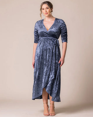 Cara Velvet Wrap Gown in Deep Frost