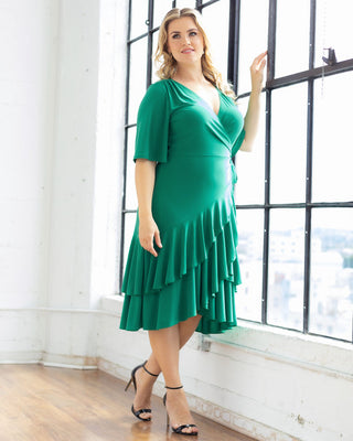 Miranda Wrap Dress  in Emerald Green