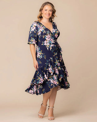 Miranda Wrap Dress in Navy Romantic Florals