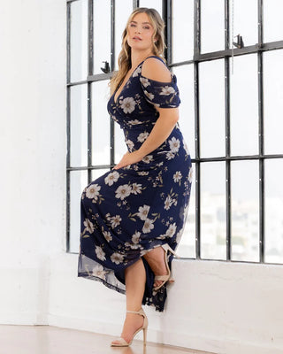 Seraphina Mesh Gown in Navy Blooms