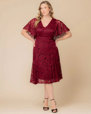 Camille Lace Cocktail Dress in Burgundy Wine
