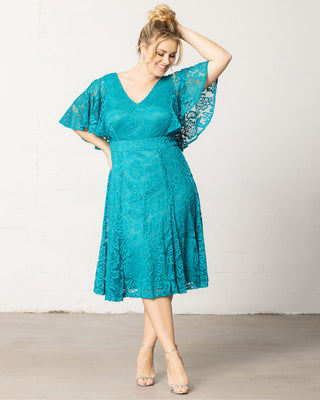 Camille Lace Cocktail Dress  in Teal Topaz