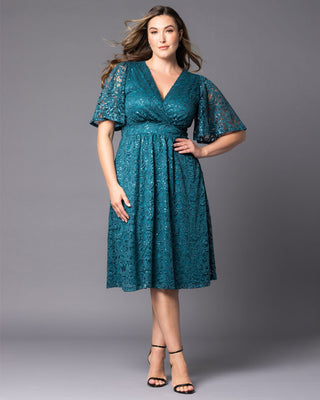 Starry Sequined Lace Cocktail Dress in Teal Topaz