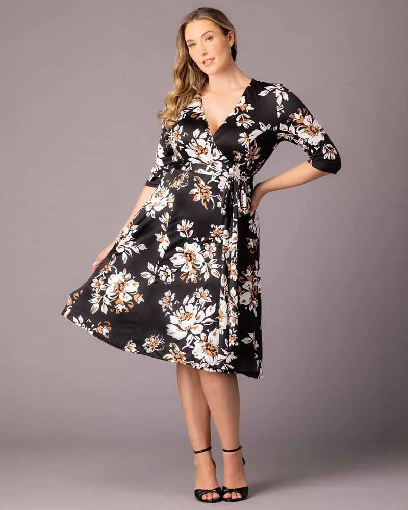 Women's Plus Size Signature Print Wrap Dress by Kiyonna Women's Plus Size Signature Print Wrap Dress by Kiyonna