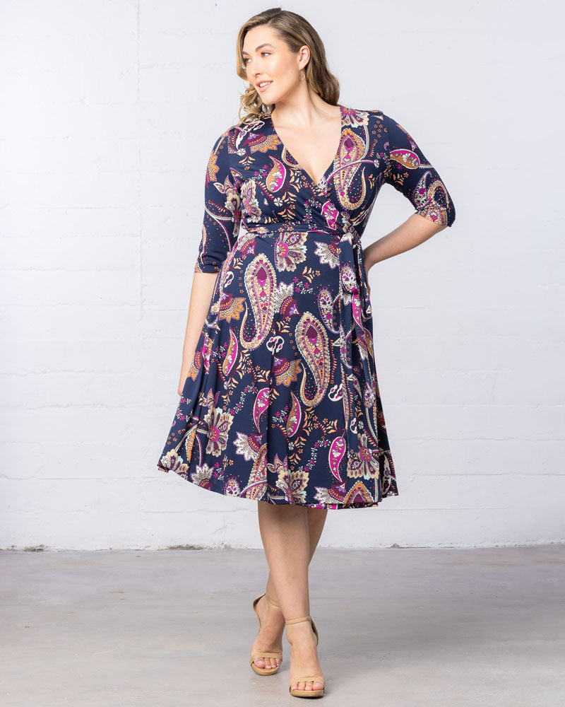 Signature Print Wrap Dress Navy Paisley Print / 5X (30-32) Signature Print Wrap Dress Navy Paisley Print / 5X (30-32)