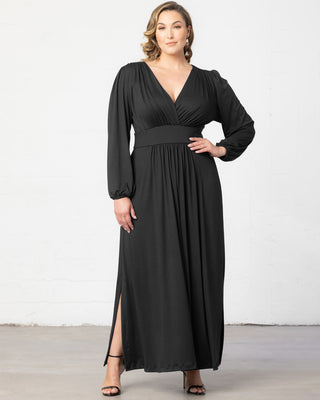 Kelsey Long Sleeve Maxi Dress in Black Noir