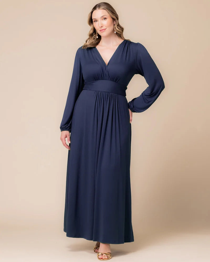 Kiyonna Plus Size Kelsey Long Sleeve Maxi Dress