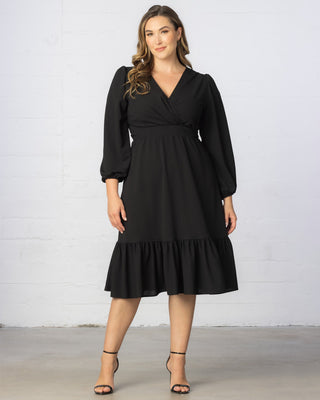 Portia Long Sleeve Dress in Black Noir