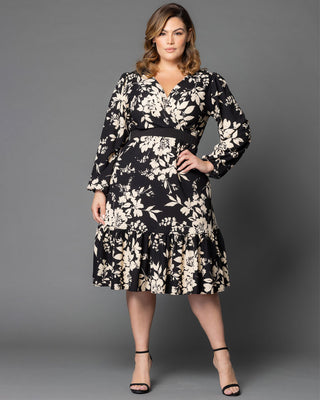 Portia Long Sleeve Dress in Vintage Ivory Florals