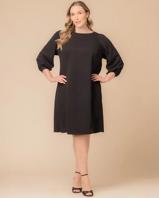 Madison Sweater Knit Shift Dress in Black Noir