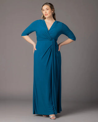 Kiyonna Women's Plus Size Evening Romance Long Gown - Aegean Blue Kiyonna Women's Plus Size Evening Romance Long Gown - Aegean Blue