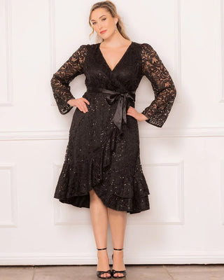 Cosmopolitan Sequin Lace Cocktail Dress in Onyx