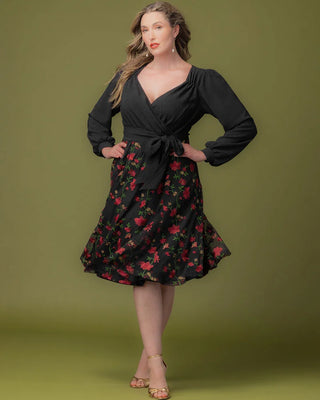 Chelsea Embroidered Midi Cocktail Dress in Floral Flare
