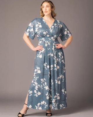Plus Size Vienna Long Maxi Dress with Sleeves | Kiyonna Plus Size Vienna Long Maxi Dress with Sleeves | Kiyonna