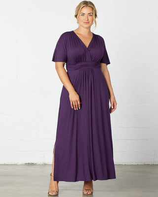 Kiyonna Women's Plus Size Vienna Kimono Sleeve Long Maxi Dress - Plum Passion Kiyonna Women's Plus Size Vienna Kimono Sleeve Long Maxi Dress - Plum Passion