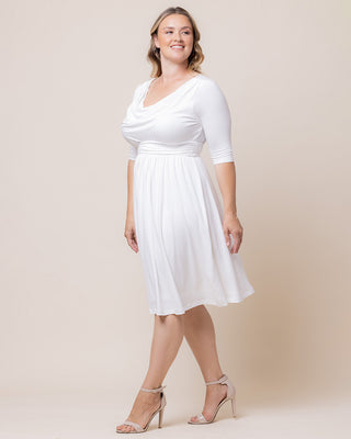 Draped in Class Dress in Ivory