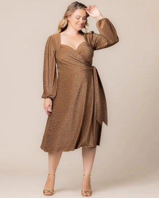 Socialite Sweetheart Dress with Long Sleeves in Mocha Sparkle