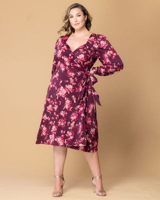 Socialite Sweetheart Wrap Dress  in Shimmering Sangria Blooms