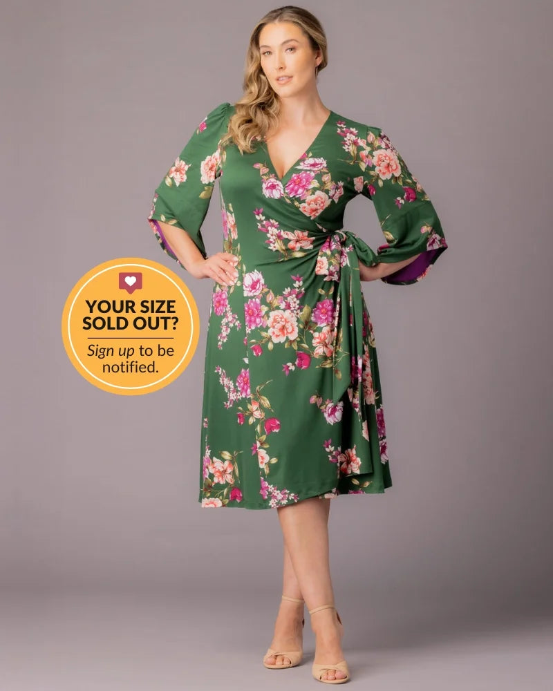 Plus Size Gemini Midi Wrap Dress with Sleeves