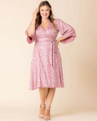 Gemini Wrap Dress in Pink Floral Falls