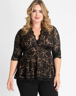 Linden Lace Top - Sale! in Black and Nude