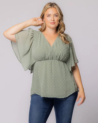Seaside Serenade Top in Sage Dot