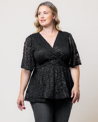 Stardust Sequin Lace Top - Sale! in Onyx