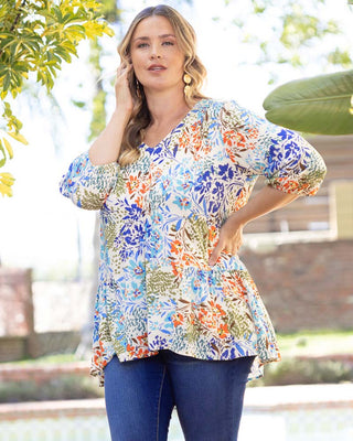 Oasis Flowy Swing Tunic Top in Santorini
