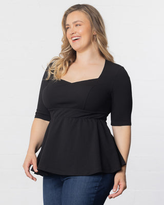 Posh Peplum Top in Black Noir