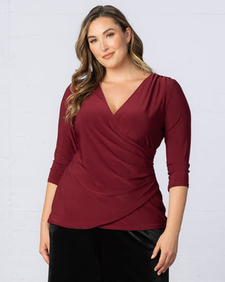 Femme Fatale Faux Wrap Top in Burgundy