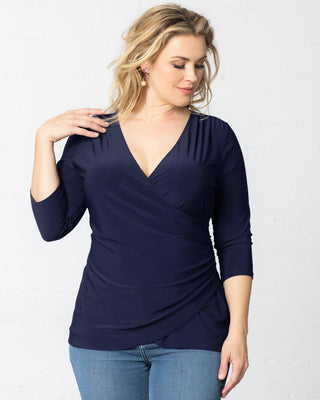 Femme Fatale Faux Wrap Top in Nouveau Navy