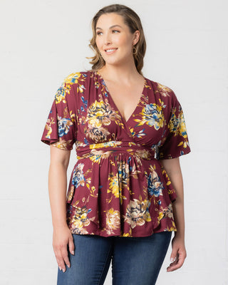 Encore Print Top  in Bordeaux Blooms