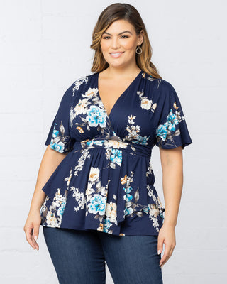 Encore Print Top in Navy Floral Print