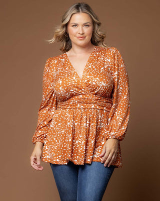Leah Long Sleeve Tunic Top in Amber Vining Florals