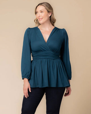 Leah Long Sleeve Tunic Top in Deep Teal