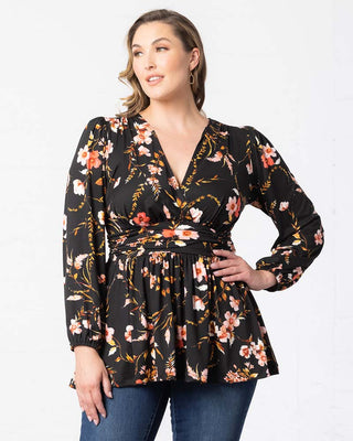 Leah Long Sleeve Tunic Top in Midnight Garden