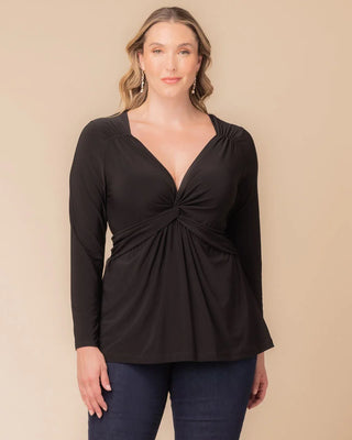 Abigail Long Sleeve Twist Top in Black