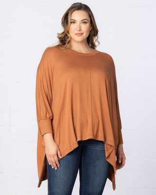 Long Sleeved Hi-Lo Cape Tunic Top 