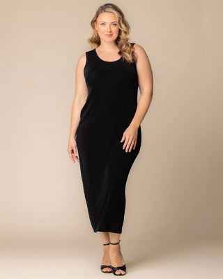 Classic Silky Sleeveless Maxi Tank Dress by Vikki Vi in Black