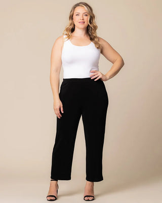 Classic Petite Pull-On Straight Leg Pants by Vikki Vi in Black