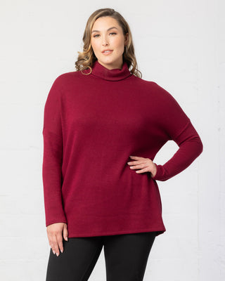 Paris Turtleneck Tunic Sweater in Burgundy