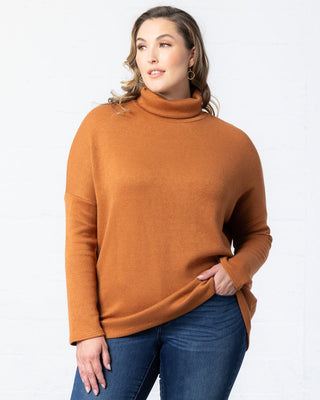 Paris Turtleneck Tunic Sweater  in Camel