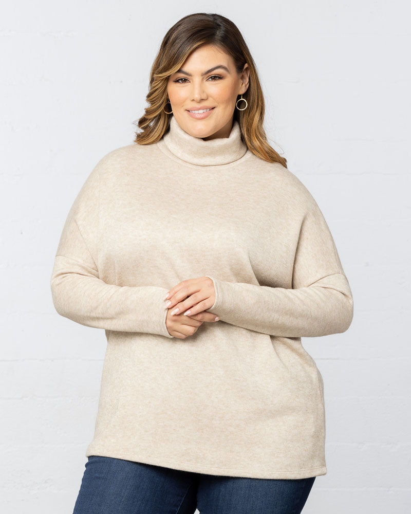 Womens Plus Size Paris Turtleneck Tunic Sweater Kiyonna